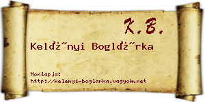 Kelényi Boglárka névjegykártya
